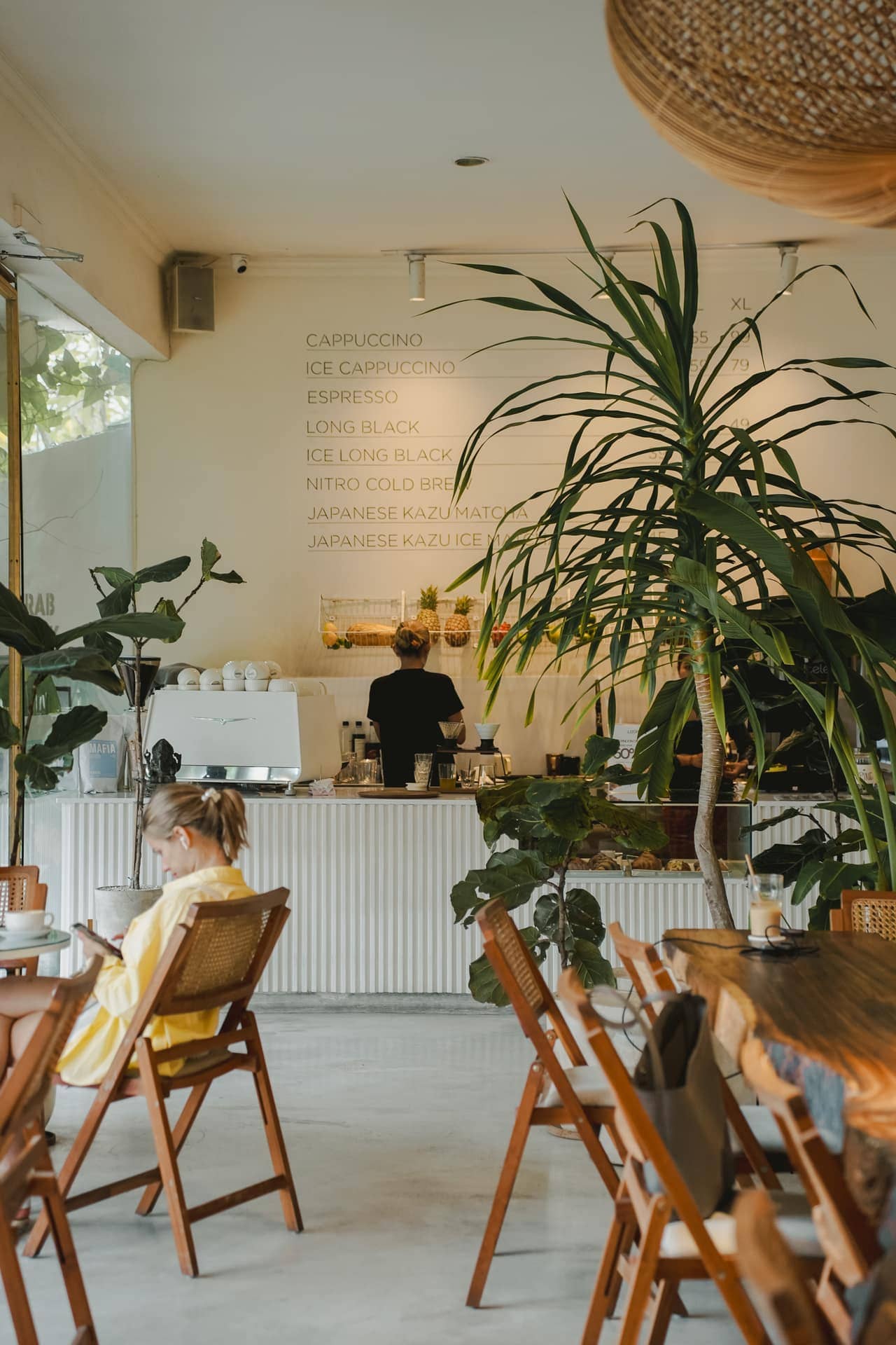 Coffee bar inside LOOP Café in Pererenan