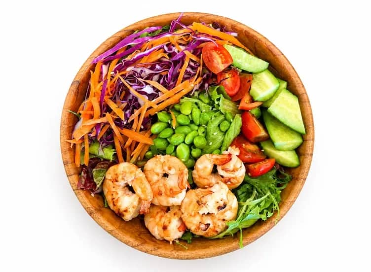 Shrimp Poke Bowl served for lunch at LOOP Café Pererenan