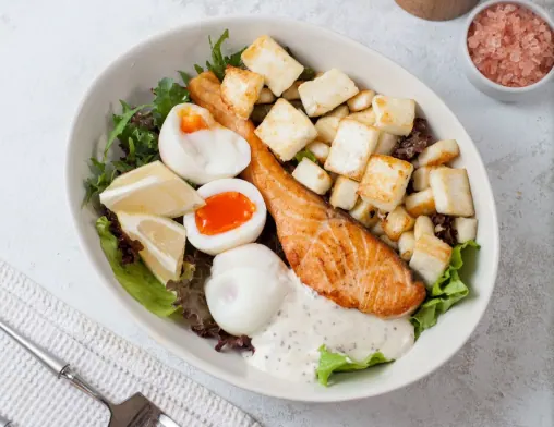 Omega Power Salmon Bowl at LOOP Café Pererenan