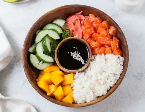 Salmon Paradise Bowl at LOOP Café Pererenan