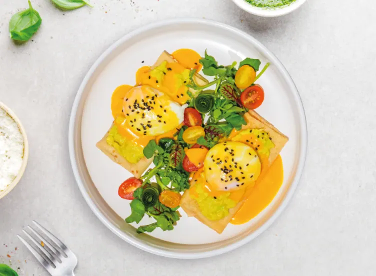 Poached Egg Crepes With Avocado at LOOP Café Pererenan, Bali